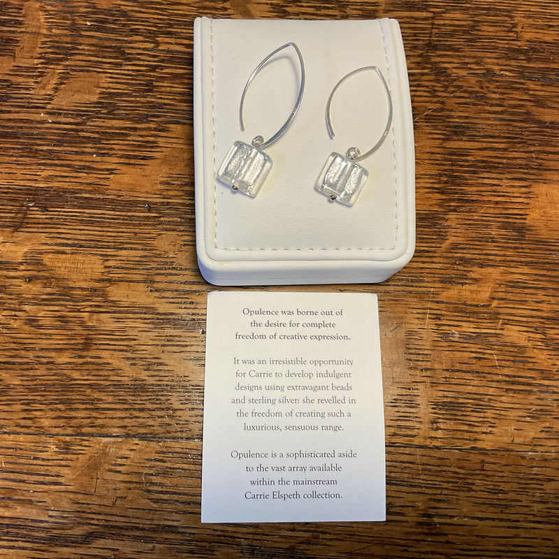 Silver foiled glass earrings by Carrie Elspeth