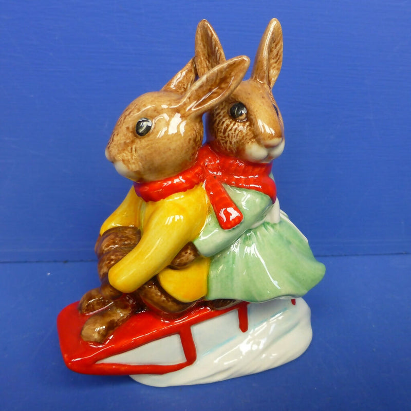 Royal Doulton Bunnykins Figurine - Billie & Buntie Bunnykins Sleighride DB81 (Boxed)