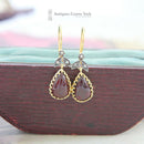 9ct Gold & Silver Gilt Garnet & Diamond Earrings