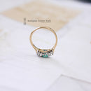 Vintage 18ct Emerald & Diamond 3 Stone Ring