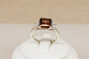 Stunning Sterling Silver Smoky Crystal & White Crystal Trilogy Ring