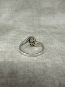 Vintage 925 Silver Natural Tanzanite and White Topaz Crossover Cluster Ring