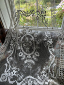 Tuscany filet Rose beautiful off white Cotton lace Panel 56”/90
