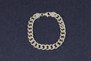Silver Flat Curb Link Bracelet with Lobster Clasp