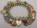 Vintage 1961 Silver Shield Crest Souvenir Travel Charm Bracelet 50 Charms 78 grams