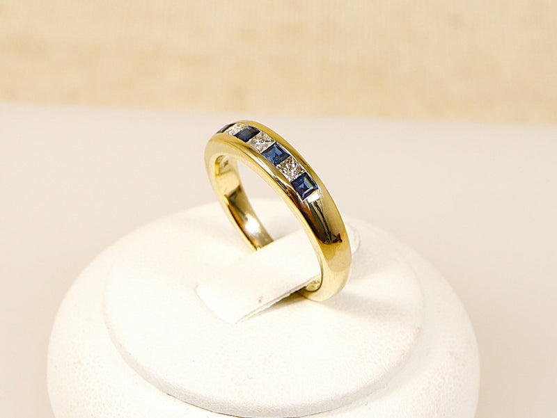 9ct Gold Sapphire & Diamond Band Ring