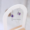 18ct White Gold Amethyst & Diamond Drop Earrings by Luke Stockley London