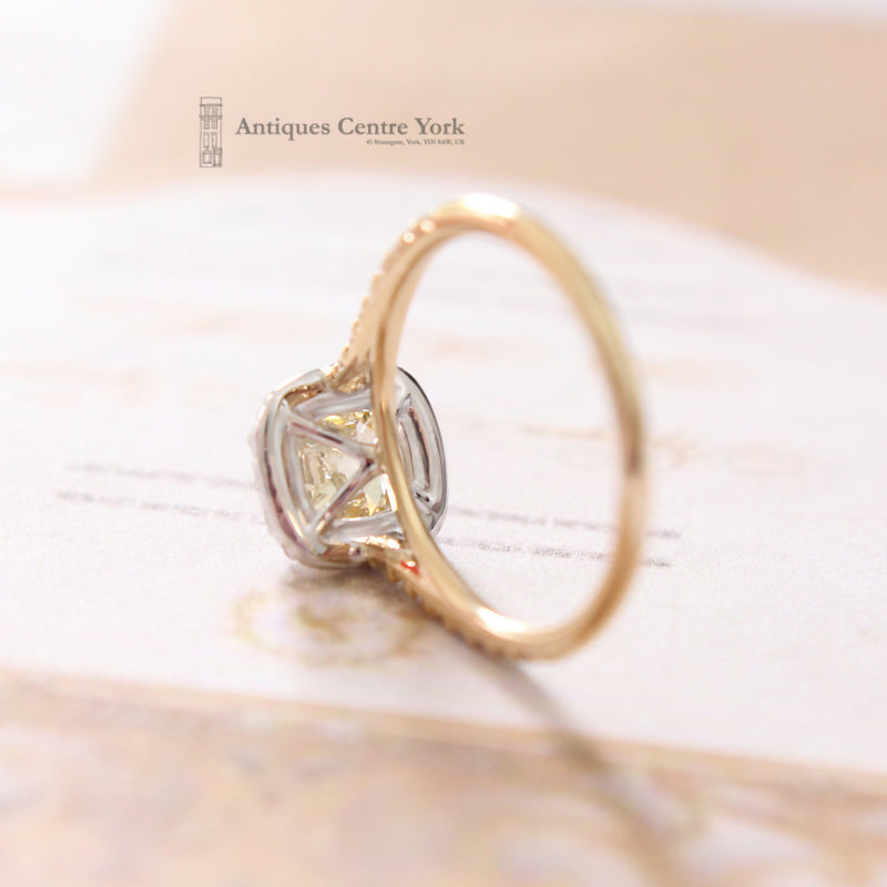 18ct Champagne Coloured Cushion Cut Diamond Cluster 1.62cts