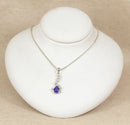 Italian Silver Lapis Lazuli & White Quartz Pendant & Chain