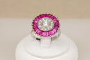 Impressive Sterling Silver, Lab Created Ruby & Clear Crystal Statement Ring