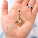 Edwardian 15ct Aquamarine & Pearl Square Pendant