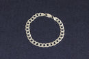 Silver Flat Curb Link Bracelet with Lobster Clasp