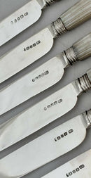 George IV Silver and Carved Mother of Pearl Dessert Knives & Forks for Twelve. Sheffield 1824 - 29, Aaron Hadfield.