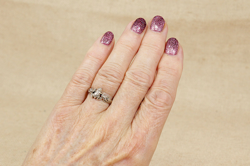 Silver Frog and Snake Ring