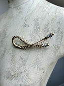 Vintage Grosse (Dior Designer) Gold Plate Rope Style Brooch with Baguettes