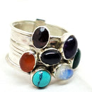Silver Multi-Gemstone Stacking Ring