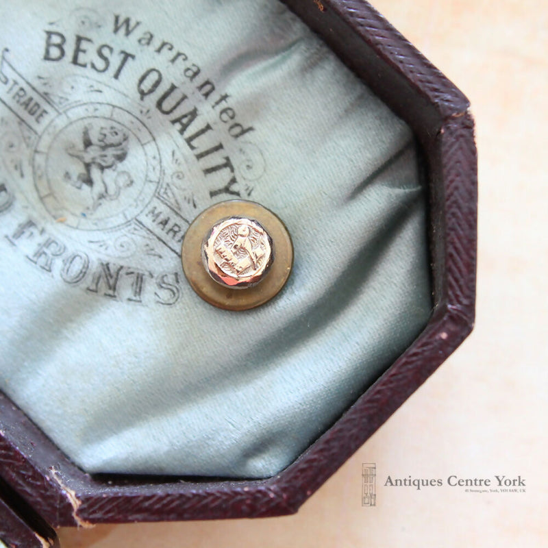 Victorian Gold Fronted Masonic Waistcoat Buttons in Case