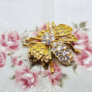 Gold Tone & Faux Diamond Bee Brooch
