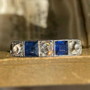 18ct Art Deco Sapphire Old Cut Diamond Five Stone