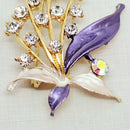Vintage Enamel & Rhinestone Lily of the Valley Brooch