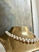 Vintage Balmain Paris Glass Pearl Double Strand Necklace