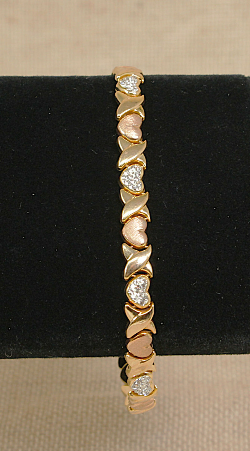 Silver Gilt Heart Design Bracelet