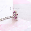 18ct White Gold Ruby & Diamond Petal Cluster Pendant