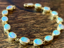 Hallmarked 9ct Gold 5.95 Grams 14 Oval Cut Australian Fire Opal Bracelet