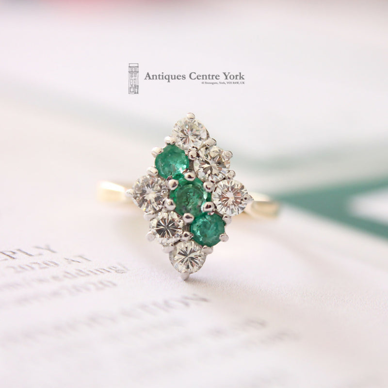 1970's 18ct Emerald & Diamond Cluster