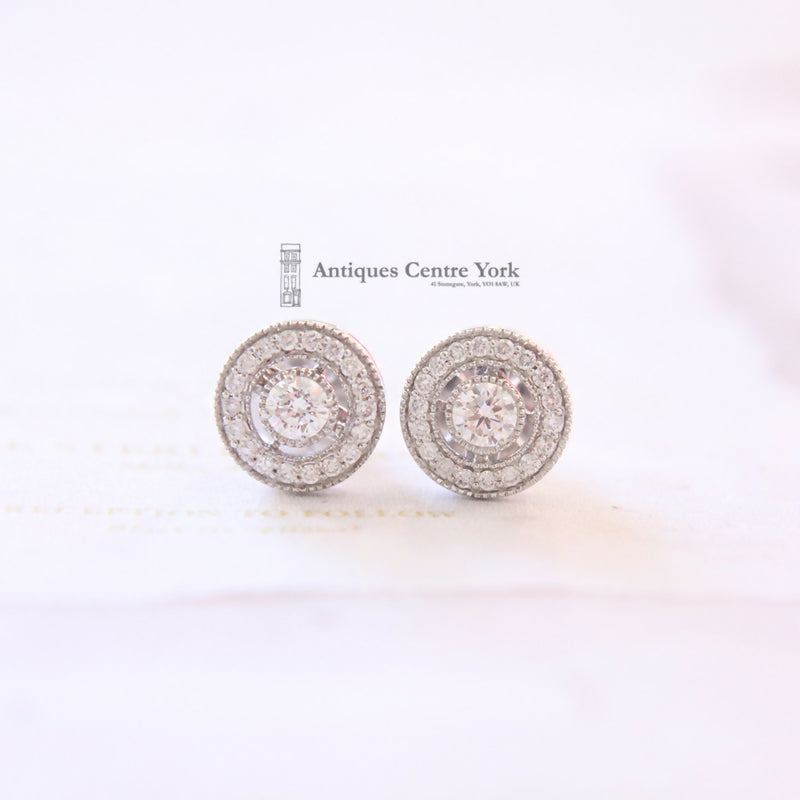 18ct White Gold Diamond Cluster Earrings by Luke Stockley London