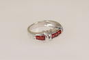 Silver & Red Crystal Ring