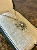 Victorian c1880 9ct Gold Burmese Sapphire & Seed Pearl 12 Point Star 6.5g Pendant