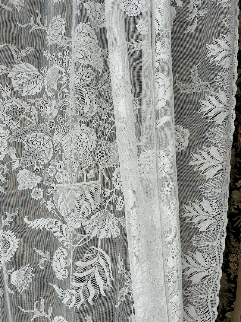 Anna French Indra Highend Victorian design 14 point ivory Cotton Lace Curtain Panelling By The Metre- Width 170cms