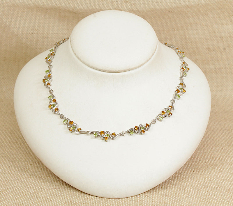 Silver Citrine & Peridot Necklace