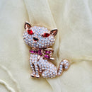 Butler and Wilson Cat with Pink Bow Brooch