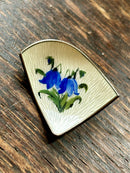 Modern Mid Century Norwegian Sterling Silver Ivar T Holth Enamel Flower Brooch
