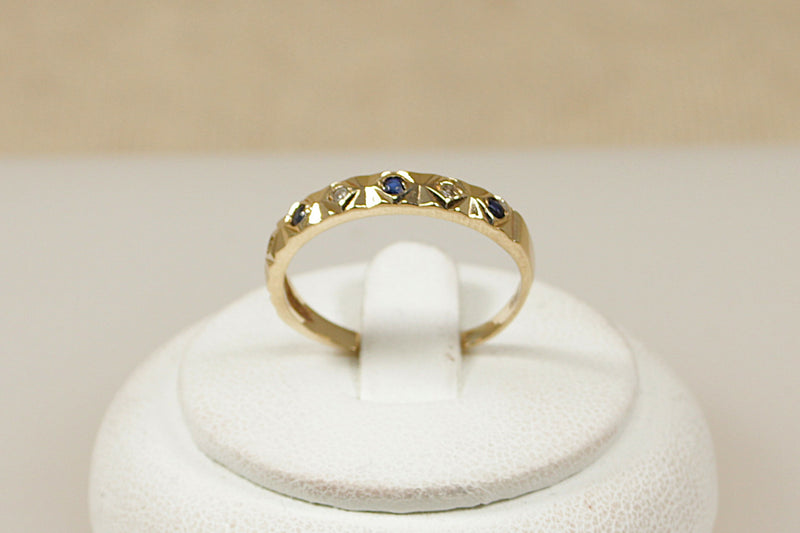 9ct Gold Sapphire & Diamond Half Eternity Ring