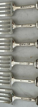 George IV Silver and Carved Mother of Pearl Dessert Knives & Forks for Twelve. Sheffield 1824 - 29, Aaron Hadfield.
