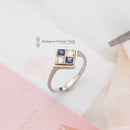 Platinum Sapphire & Diamond Art Deco Style Four-Stone Ring