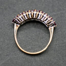 9ct ruby/diamond three row half eternity ring