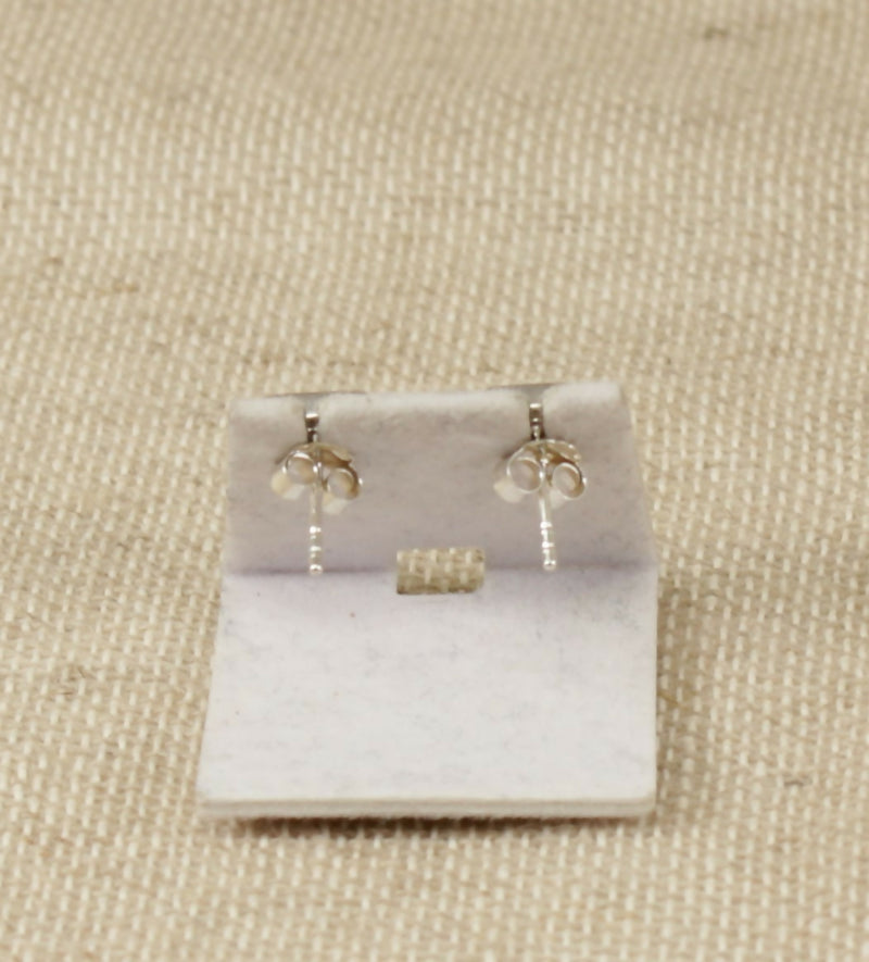 Silver & Crystal Square Ear Studs