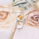 Art Deco Style 18ct White Gold Orange Sapphire & Diamond Cluster