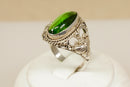 Silver & Green Crystal Ring