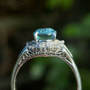 Vintage Aquamarine & Diamond Ring, Pt900, Aquamarine 1.81ct