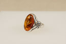 Silver & Amber Celtic Design Ring