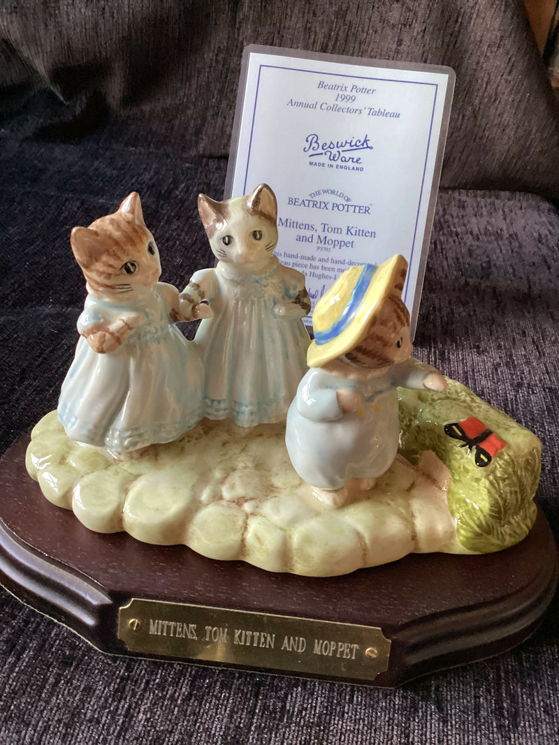Beswick Beatrix Potter Figurine Beswick Mittens Tom Kitten and Moppet tableau