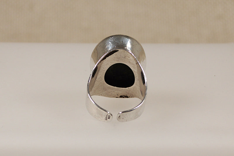 Silver and Black Agate Statement Ring