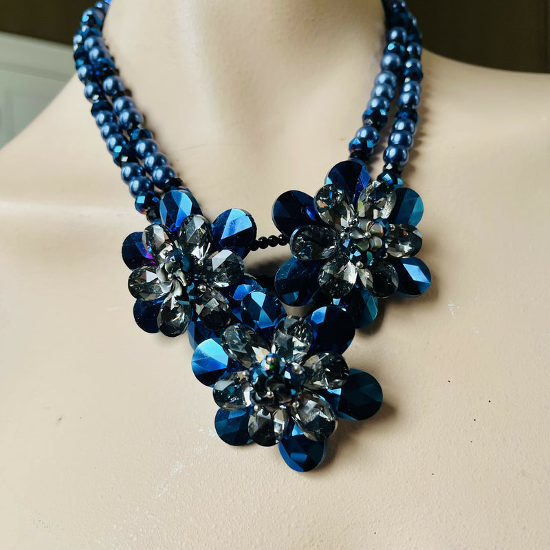 Butler and Wilson Necklace Dark Blue Signed Statement Piece