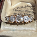 Antique Edwardian Old Mine Cut Diamond 18ct Gold Five Stone Engagement Ring (1.40cts)