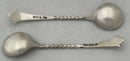 George V Cased Pair of Octagonal Silver Salts & Spoons. Birmingham 1918, S W Smith & Co. 3.6 troy ounces.